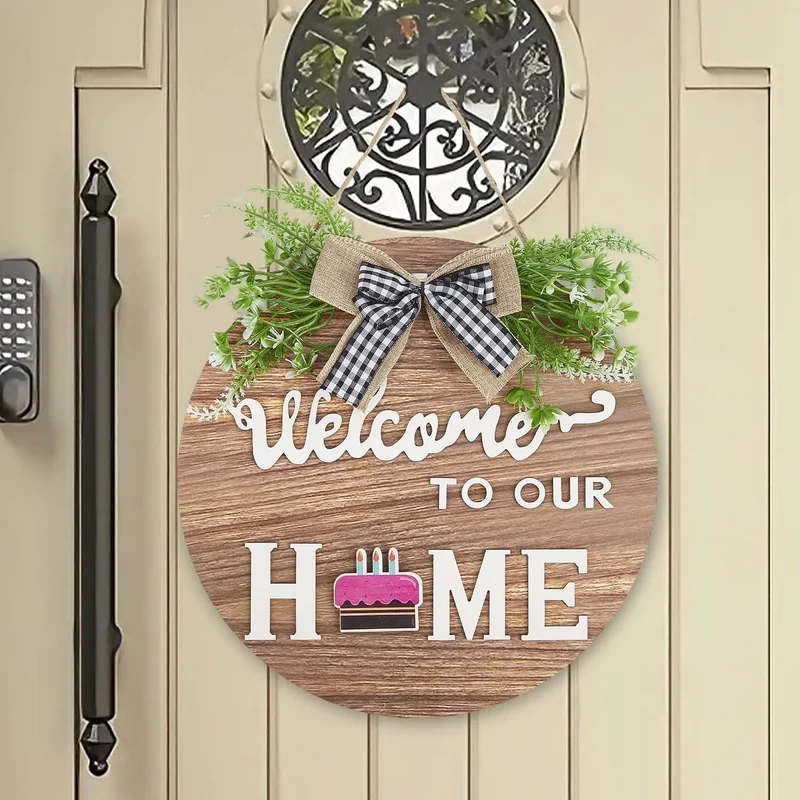 Interchangeable Welcome Home Sign Seasonal Front Door Wreath Decor
