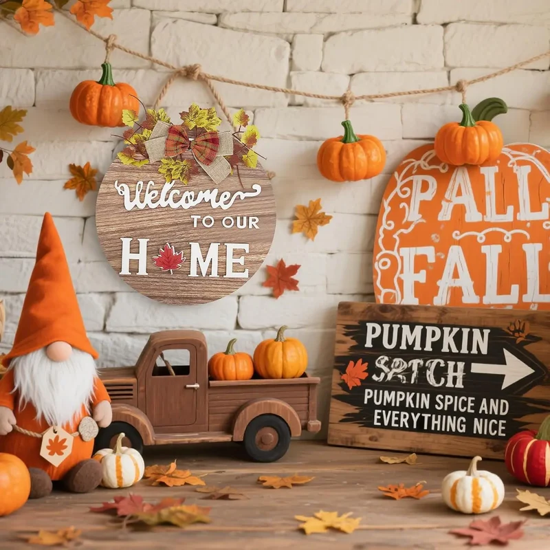 Interchangeable Welcome Home Sign Seasonal Front Door Wreath Decor