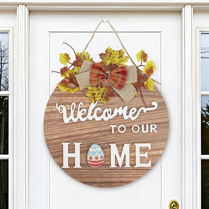 Interchangeable Welcome Home Sign Seasonal Front Door Wreath Decor