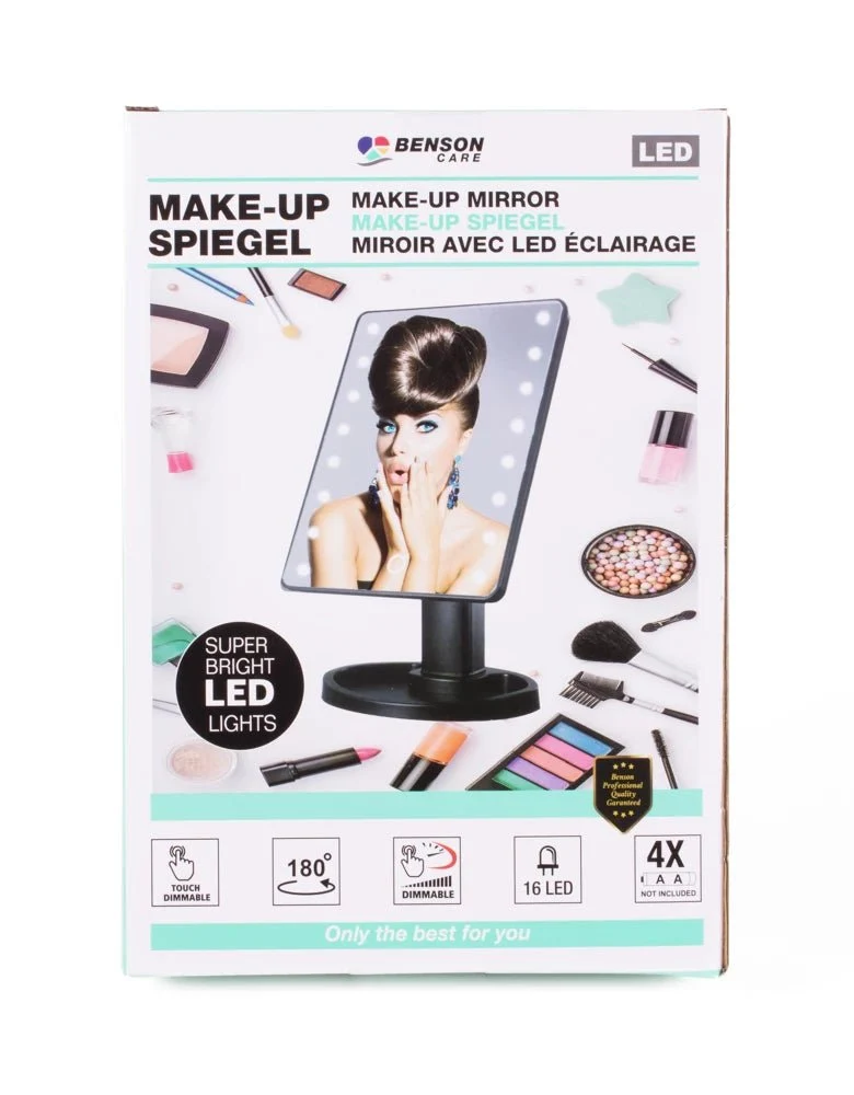 Schminkspiegel 16 LED Touch Dimmbar Schwarz