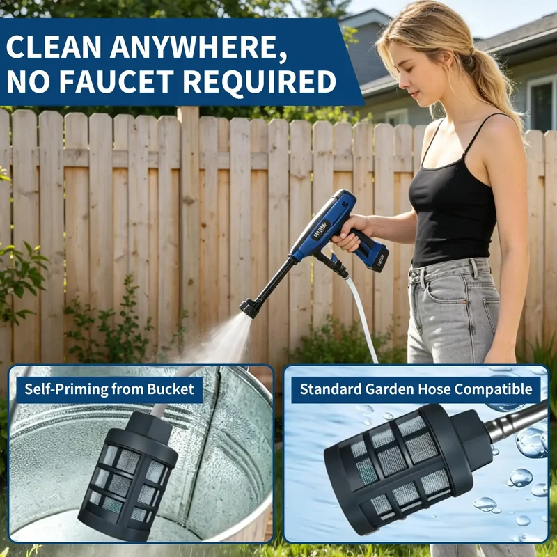 HiMISS Cordless Pressure Washer With 2 Batteries And 6-In-1 Nozzle