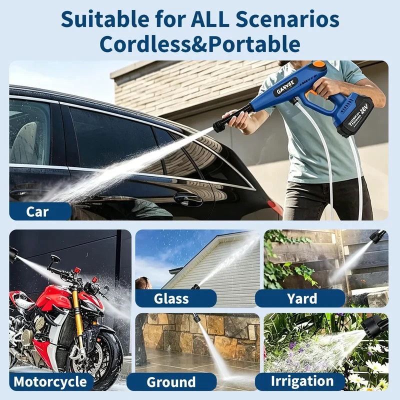 HiMISS Cordless Pressure Washer With 2 Batteries And 6-In-1 Nozzle