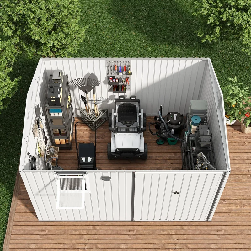 HiMISS Steel Garden Storage Shed Featuring Secure Lockable Doors