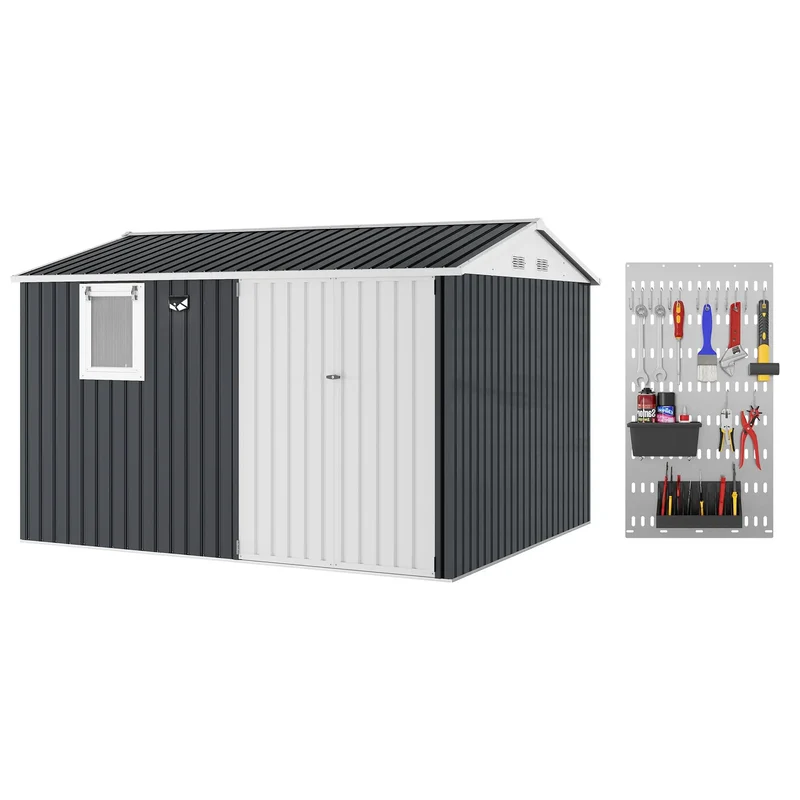 HiMISS Steel Garden Storage Shed Featuring Secure Lockable Doors