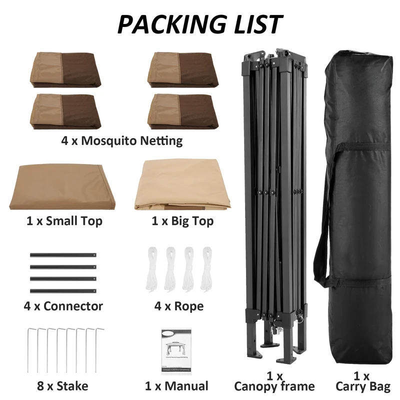 Tooluck Pop Up Canopy With Mosquito Netting And Ventilation