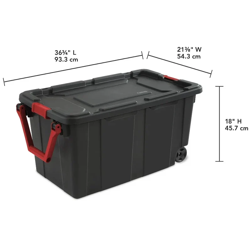 Sterilite Wheeled Industrial Plastic Storage Container For Garage