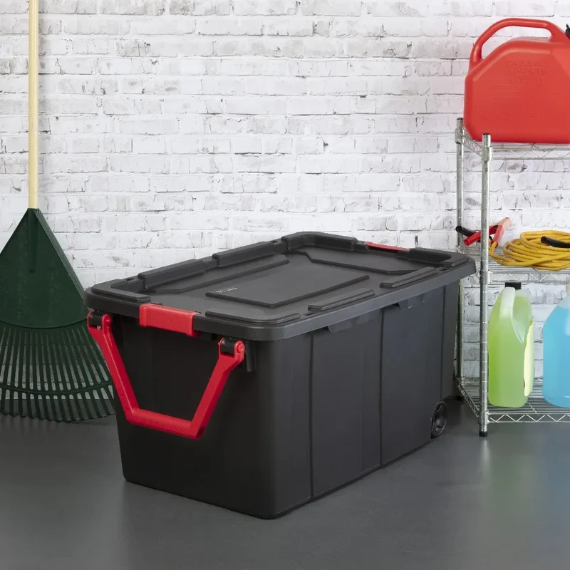 Sterilite Wheeled Industrial Plastic Storage Container For Garage
