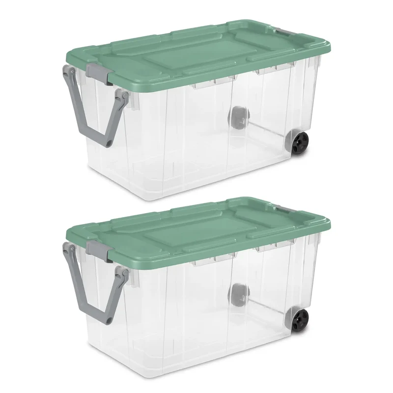 Sterilite Wheeled Industrial Plastic Storage Container For Garage