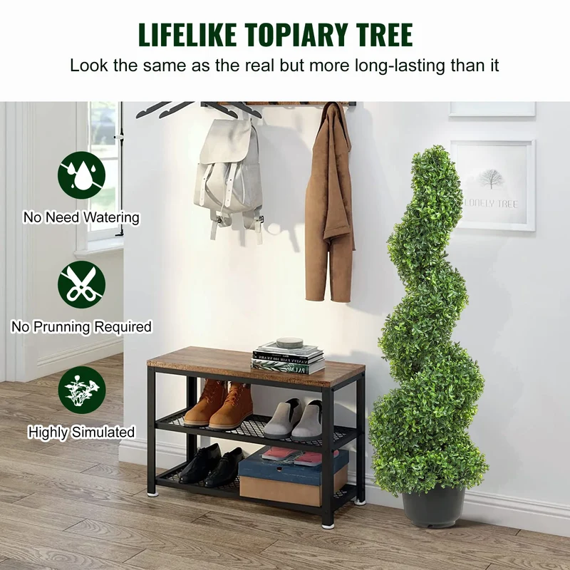 Realistic Artificial Boxwood Spiral Topiary Tree for Garden Decor
