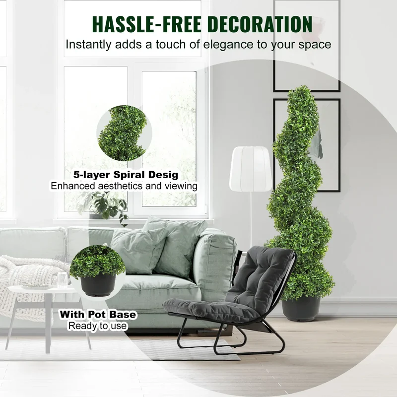 Realistic Artificial Boxwood Spiral Topiary Tree for Garden Decor
