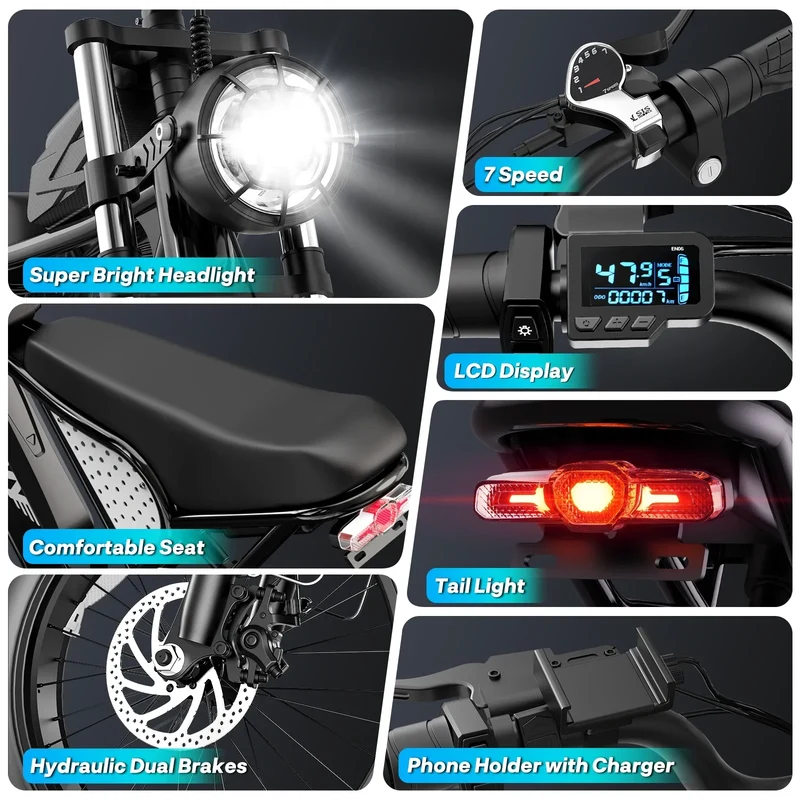 YVY K20 Lite Seven Speed Electric Fat Tire Mountain Ebike