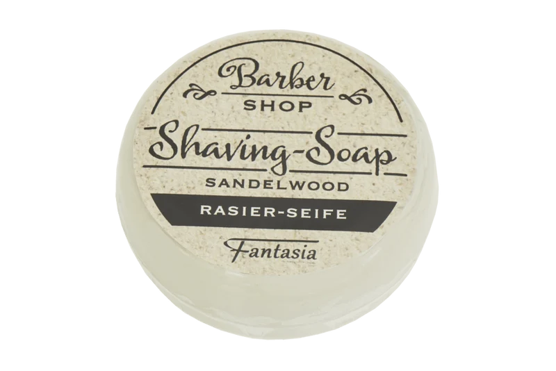 Barber-Shop Rasierseife rund 100g, Duft: Sandelholz, Ø 7 cm