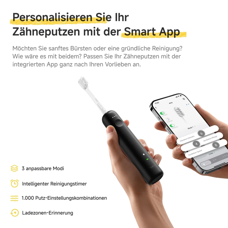 Laifen Wave Spezial Elektrische Zahnbürste mit 2 Bürstenköpfe und Reisetasche