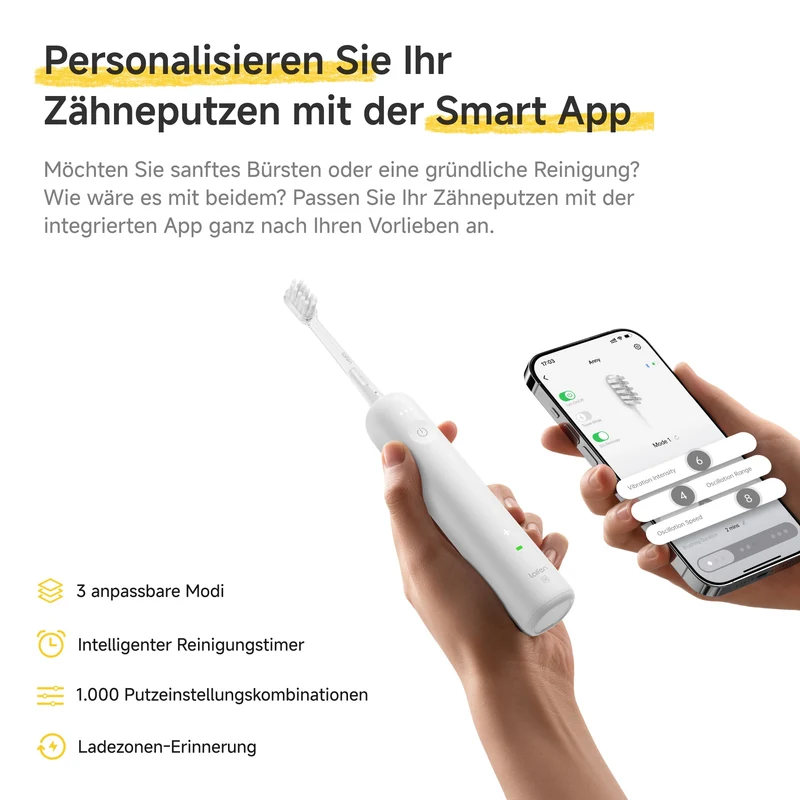 Laifen Wave Spezial Elektrische Zahnbürste mit 2 Bürstenköpfe und Reisetasche