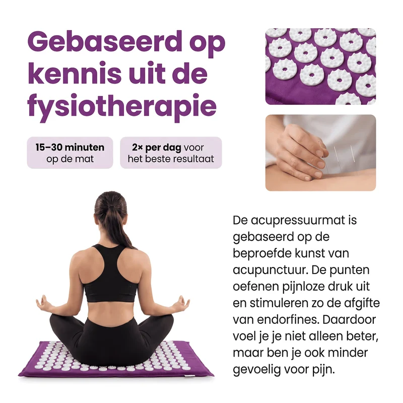 Acupressuurmat / Volledige lichaamsmassage tegen spanningen & pijn / 7.911 massagepunten / Incl. hoofdkussen en draagtas