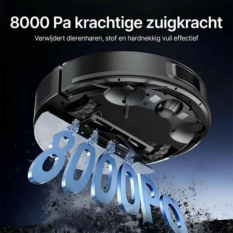 Robotstofzuiger met 8.000 Pa / Specialist voor dierenharen / LiDAR-navigatie / 3-in-1 stofzuigen & dweilen / Meerdere kaarten / App- & spraakbesturing