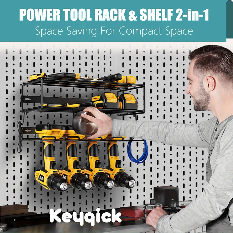 Heavy Duty Metal Wall Mounted Power Tool Storage Rack