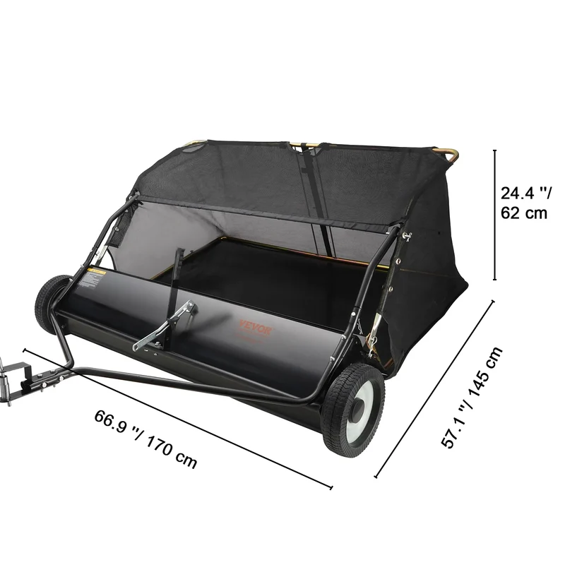 SucceBuy Heavy Duty Tow Behind Lawn Sweeper And Grass Collector