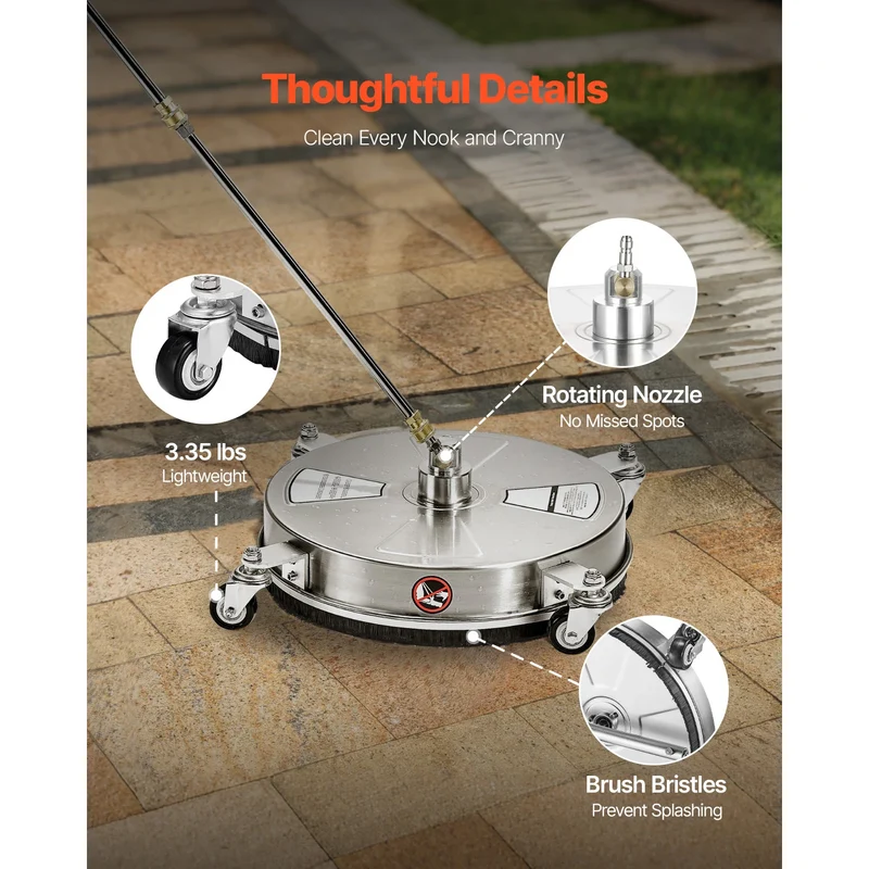 Vevor Pressure Washer Surface Cleaner With Four Wheels