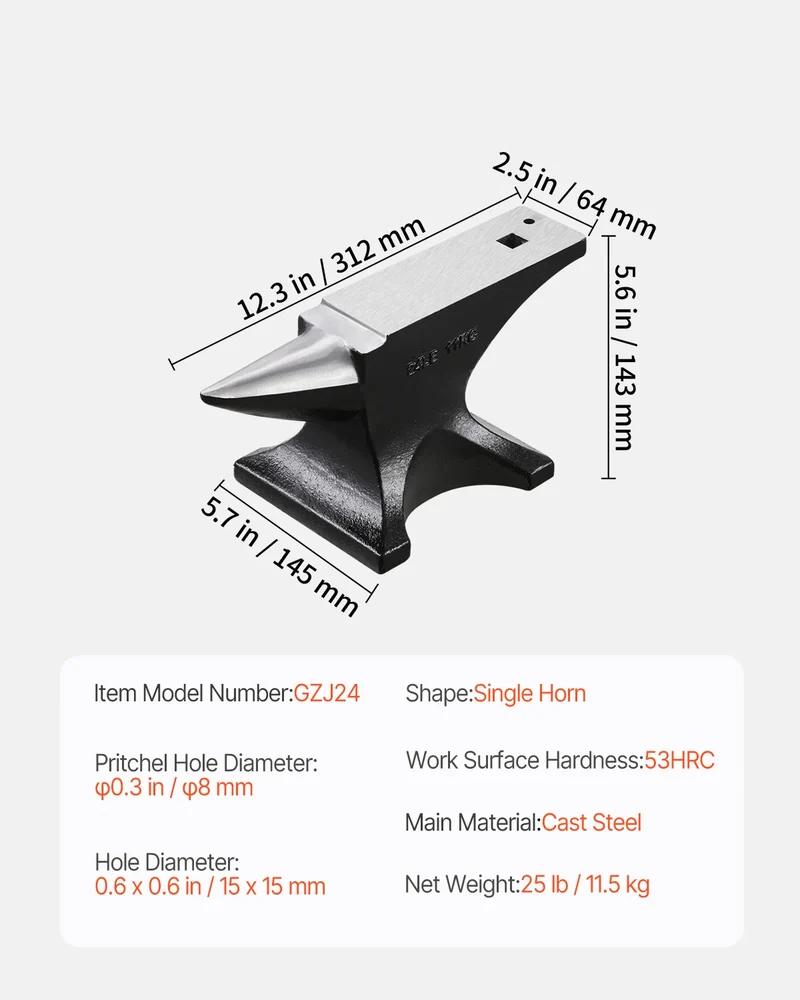 SucceBuy Cast Steel Single Horn Anvil For Professional Blacksmith