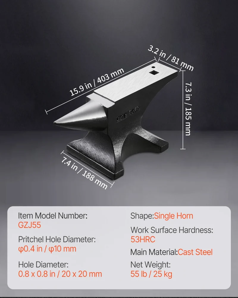 SucceBuy Cast Steel Single Horn Anvil For Professional Blacksmith