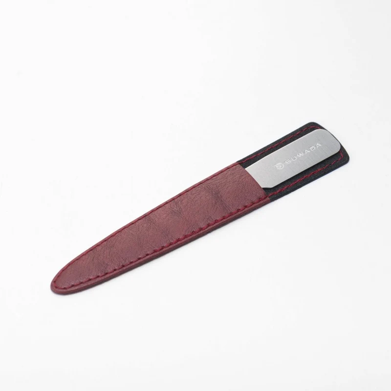 Stainless Steel Nail File - Red Leather Sheath