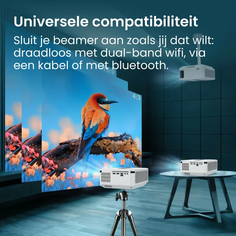 Beamer met 4K & 8K-ondersteuning, 5G wifi, bluetooth, 1080P HD, meer dan 8000 apps, Dolby-geluid