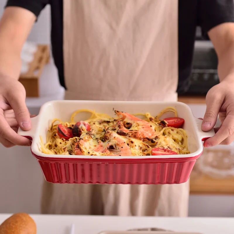 Malacasa Four Piece Ceramic Baking Dish Set For Casserole