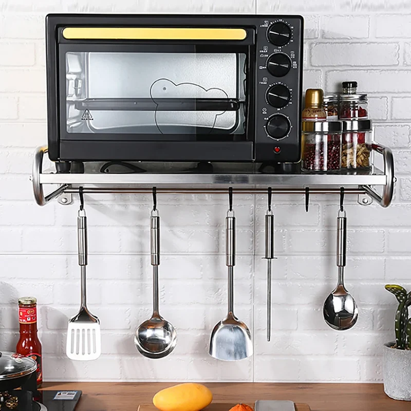 Wall Mounted Stainless Steel Microwave Oven Kitchen Shelf