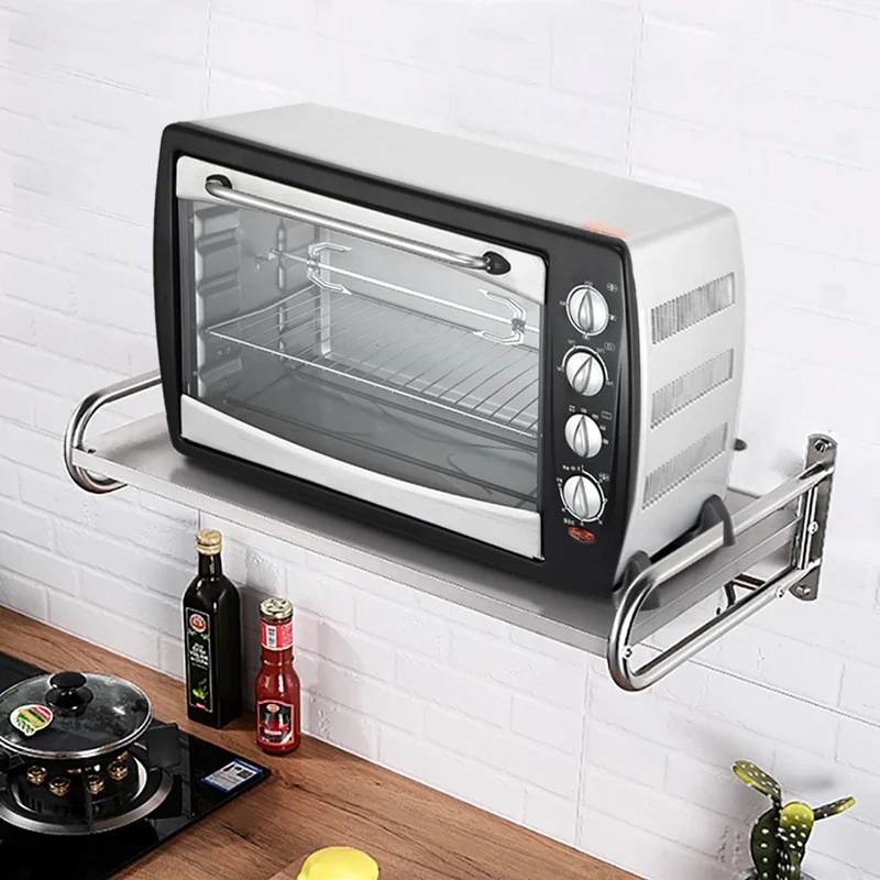 Wall Mounted Stainless Steel Microwave Oven Kitchen Shelf
