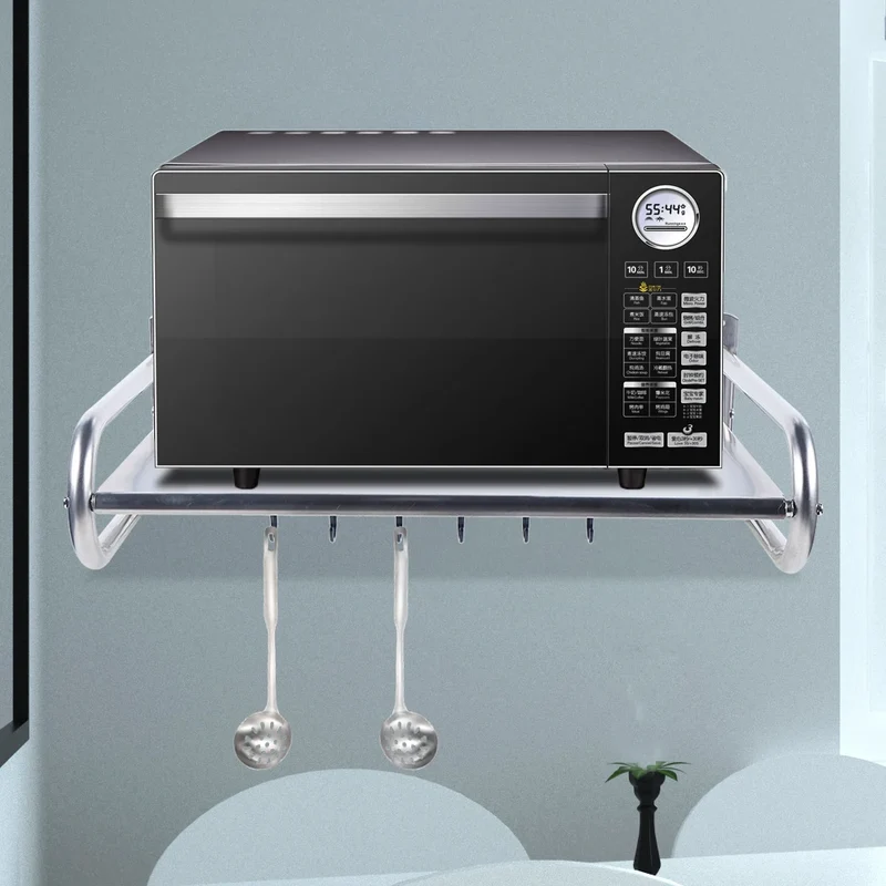 Wall Mounted Stainless Steel Microwave Oven Kitchen Shelf