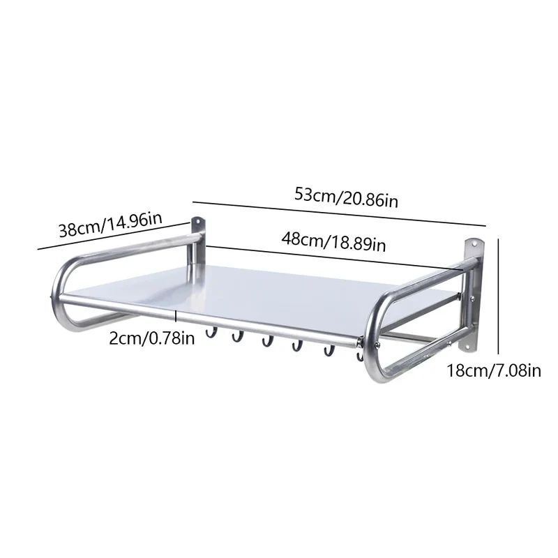 Wall Mounted Stainless Steel Microwave Oven Kitchen Shelf