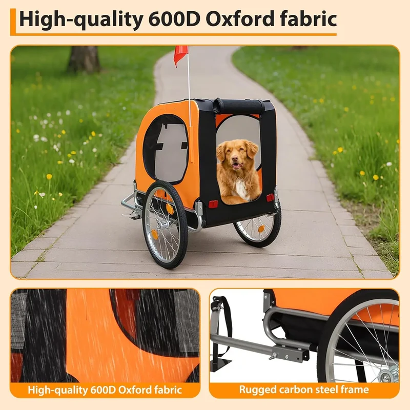 Twister.Ck Foldable Dog Bike Trailer Secure Pet Carrier