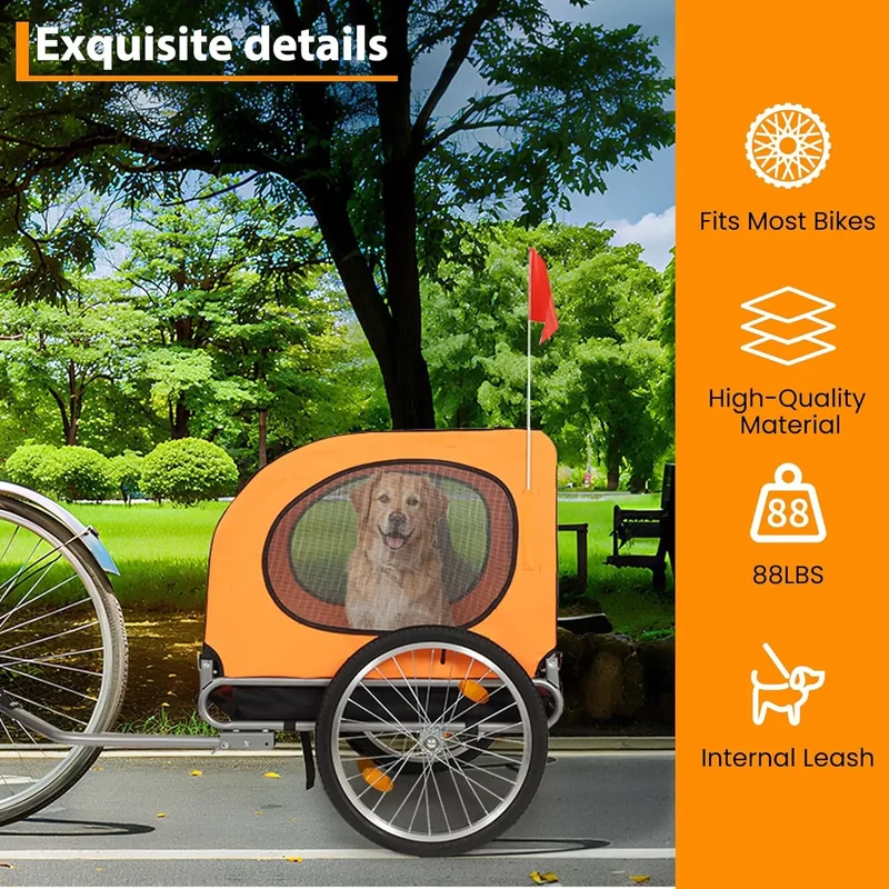 Twister.Ck Foldable Dog Bike Trailer Secure Pet Carrier