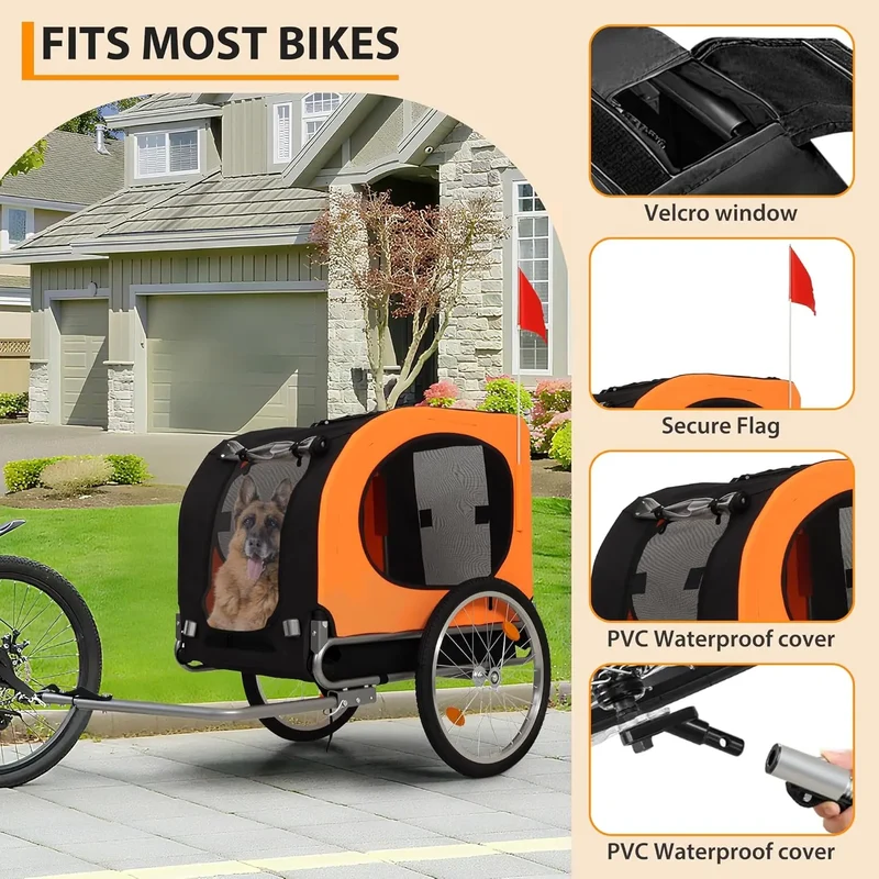 Twister.Ck Foldable Dog Bike Trailer Secure Pet Carrier