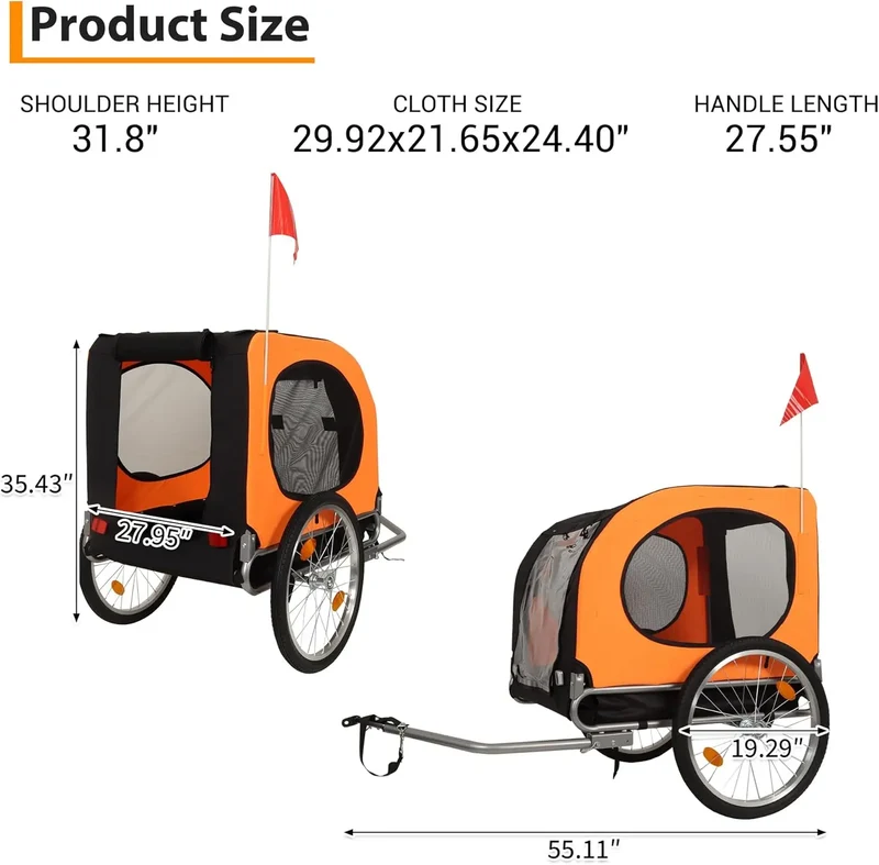 Twister.Ck Foldable Dog Bike Trailer Secure Pet Carrier