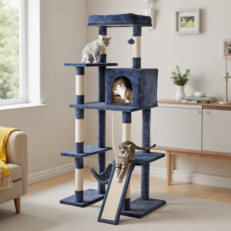 Jhk Stable Multi Tier Cat Tree With Natural Sisal Posts