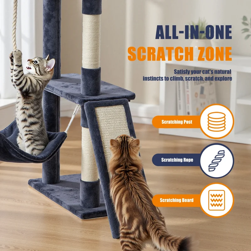 Jhk Stable Multi Tier Cat Tree With Natural Sisal Posts