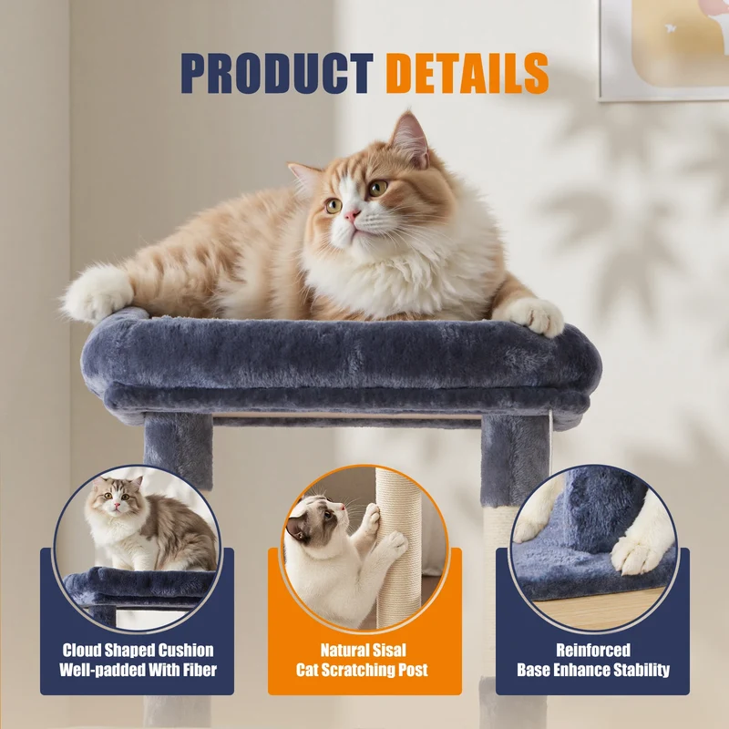 Jhk Stable Multi Tier Cat Tree With Natural Sisal Posts