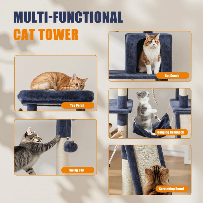 Jhk Stable Multi Tier Cat Tree With Natural Sisal Posts