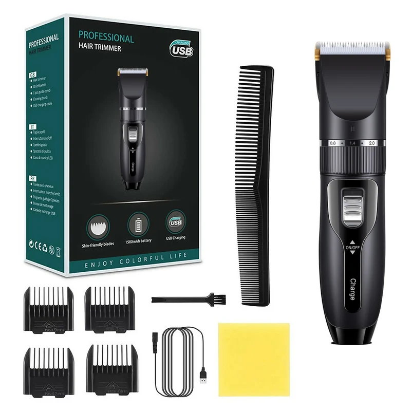 Tondeuse voor mannen / elektrisch oplaadbare baardtrimmer / ook geschikt voor honden / met geleidingskammen / 5 standen / eenvoudig te reinigen