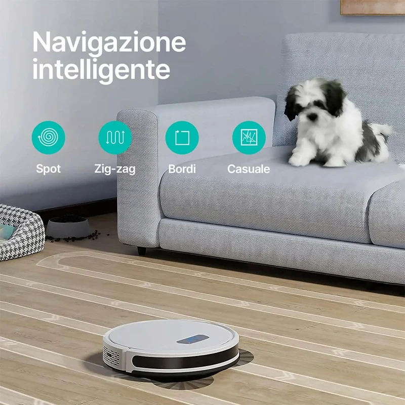 Robot aspirapolvere / 4000 PA / Navigazione intelligente / Contenitore della polvere da 450 mL / Autonomia di 150 minuti / Controllo a distanza tramite app, Google Assistant e Alexa